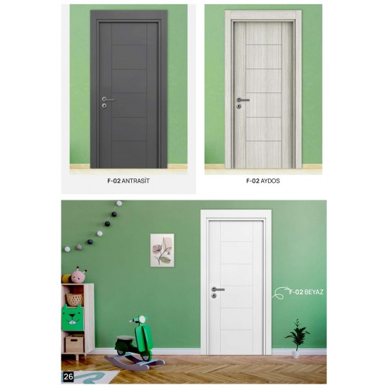 F-02 ANTRASİT BEYAZ AYDOS MİKROLAMİNE FUGALI KAPI SERİSİ