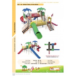 PET-08 TEMALI ÇOCUK OYUN PARKI - 4 KULELİ VE 4 KAYDIRAKLI